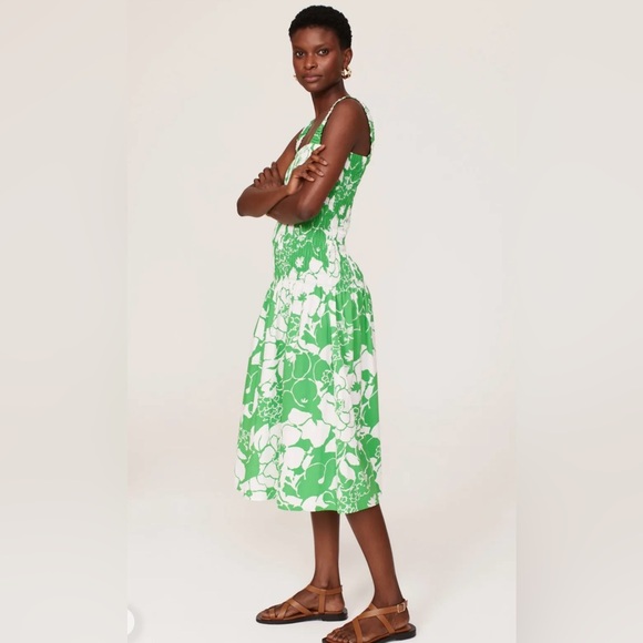 NWOT Rails Seville Smocked Geeen Lotus Midi Dress - Picture 2 of 13